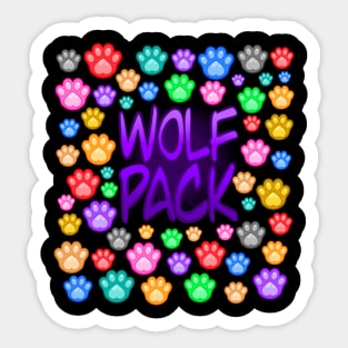 Wolf Pack, colorful paws Sticker